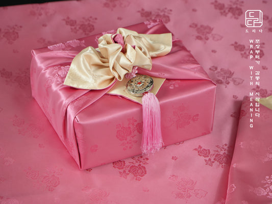 Floral Double Sided Bojagi (Deep Ivory / Pink)