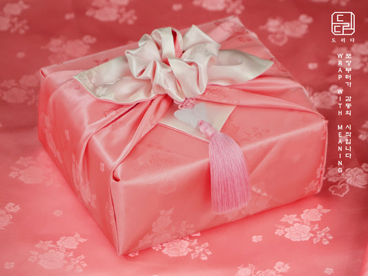 Floral Double Sided Bojagi (Light Ivory / Soft Coral)