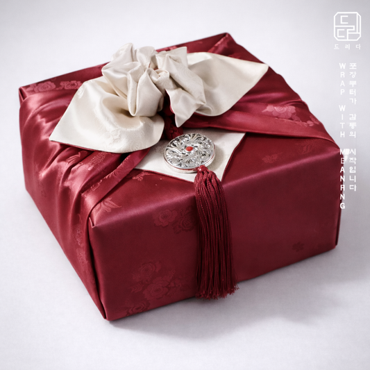 Floral Double Sided Bojagi (Deep Ivory / Deep Burgundy)