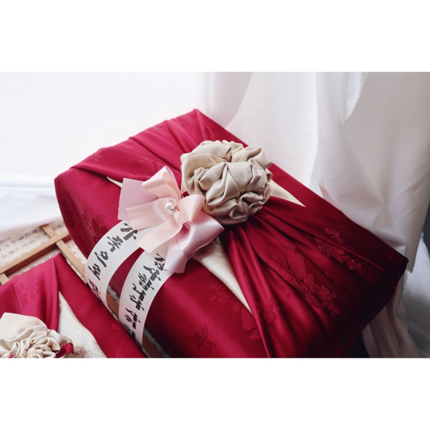 Floral Double Sided Bojagi (Deep Ivory / Deep Burgundy)