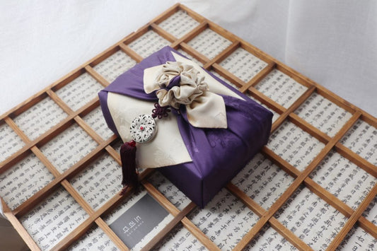 Floral Double Sided Bojagi (Deep Ivory / Deep Violet)