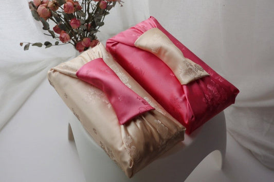Reusable Korean bojagi gift wrap made with high-quality fabric. Inspired by traditional Korean wrapping cloth, it offers a sustainable, elegant, and heartfelt way to present meaningful gifts for all occasions.