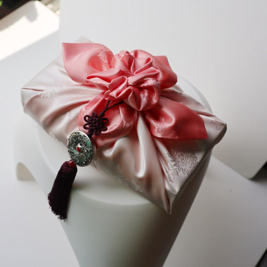 Floral Double Sided Bojagi (Light Ivory / Soft Coral)