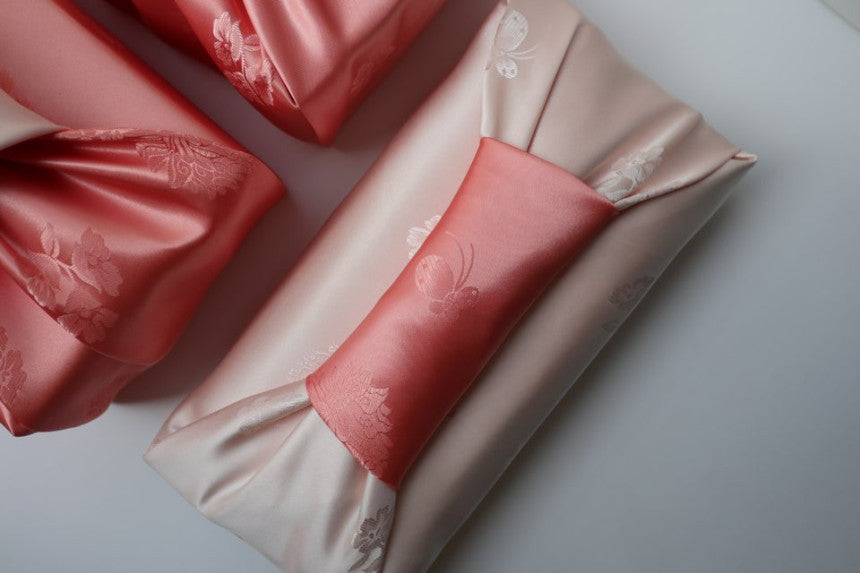 Floral Double Sided Bojagi (Light Ivory / Soft Coral)
