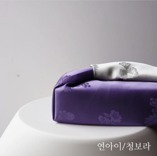 Floral Double Sided Bojagi (Light Ivory / Periwinkle)