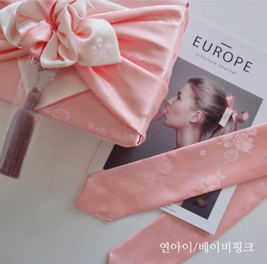 Floral Double Sided Bojagi (Light Ivory / Baby Pink)